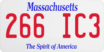 MA license plate 266IC3