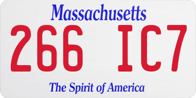 MA license plate 266IC7