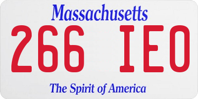 MA license plate 266IE0