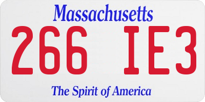 MA license plate 266IE3