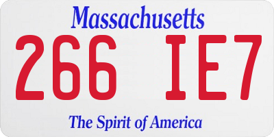 MA license plate 266IE7