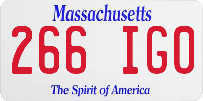 MA license plate 266IG0