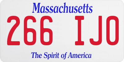 MA license plate 266IJ0