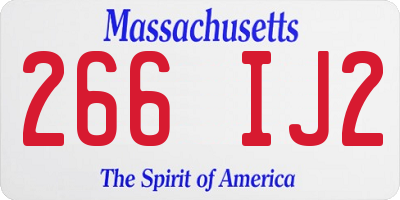 MA license plate 266IJ2
