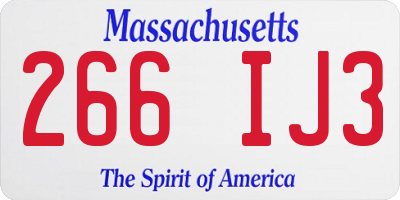 MA license plate 266IJ3