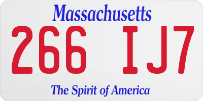 MA license plate 266IJ7