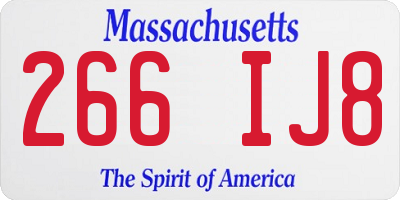 MA license plate 266IJ8