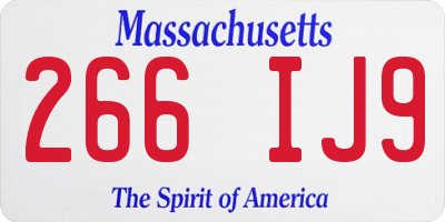 MA license plate 266IJ9