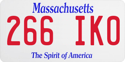 MA license plate 266IK0