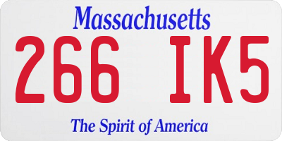 MA license plate 266IK5