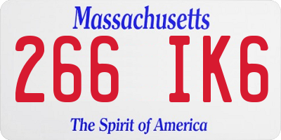 MA license plate 266IK6