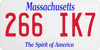 MA license plate 266IK7