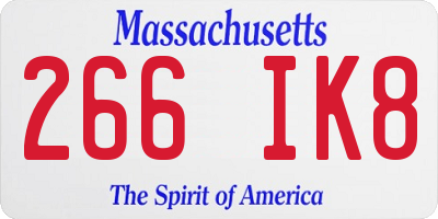 MA license plate 266IK8