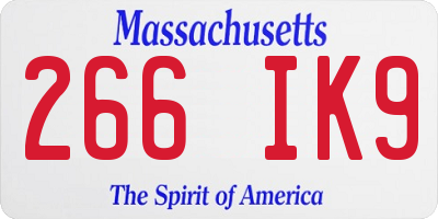 MA license plate 266IK9