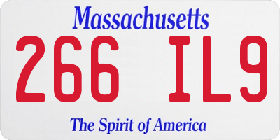MA license plate 266IL9