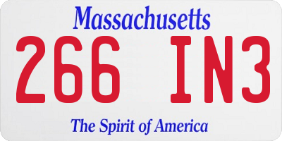 MA license plate 266IN3