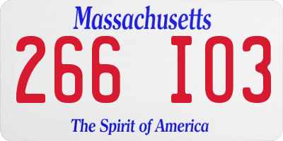 MA license plate 266IO3