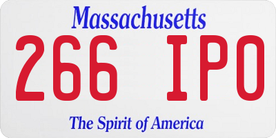 MA license plate 266IP0