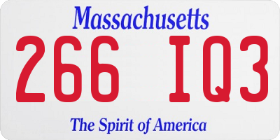 MA license plate 266IQ3