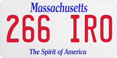 MA license plate 266IR0