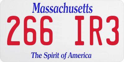 MA license plate 266IR3