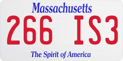 MA license plate 266IS3
