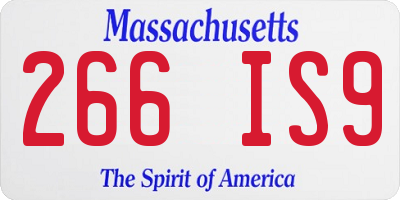 MA license plate 266IS9