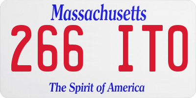 MA license plate 266IT0