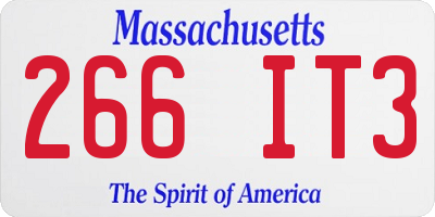 MA license plate 266IT3