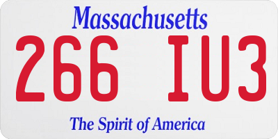 MA license plate 266IU3