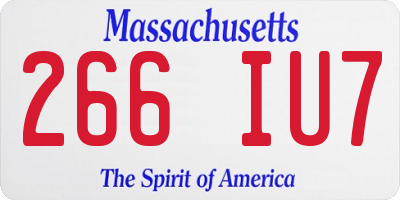 MA license plate 266IU7