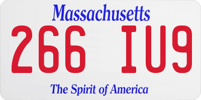 MA license plate 266IU9