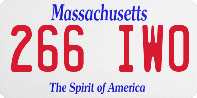 MA license plate 266IW0