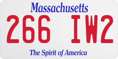 MA license plate 266IW2