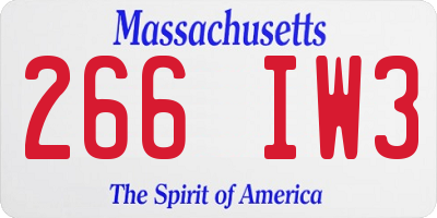 MA license plate 266IW3