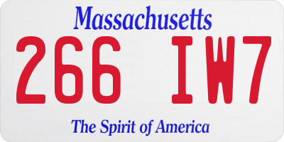 MA license plate 266IW7