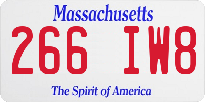 MA license plate 266IW8