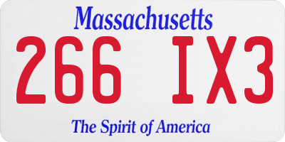 MA license plate 266IX3
