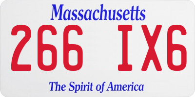 MA license plate 266IX6
