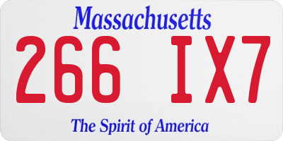 MA license plate 266IX7