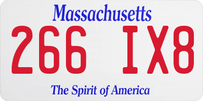 MA license plate 266IX8
