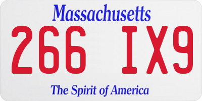 MA license plate 266IX9