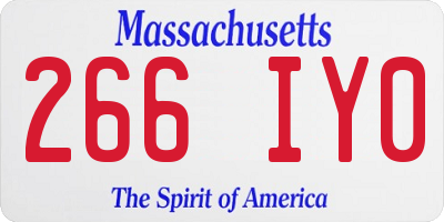 MA license plate 266IY0