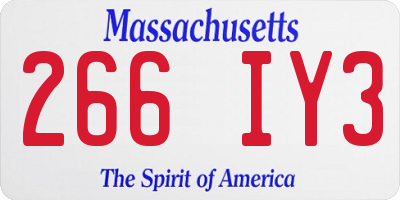 MA license plate 266IY3