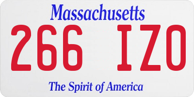 MA license plate 266IZ0