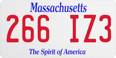 MA license plate 266IZ3