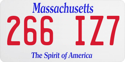 MA license plate 266IZ7