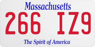 MA license plate 266IZ9
