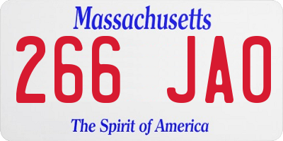 MA license plate 266JA0