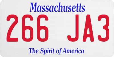 MA license plate 266JA3